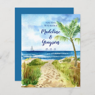 BUDGET Modern Watercolor Beach QR Code Invitation