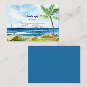 BUDGET Modern Watercolor Beach Wedding RSVP Card