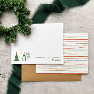 Budget Modern Watercolor Christmas Tree Holiday Card