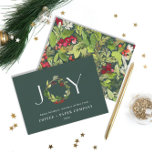 Budget Modern watercolor corporate Christmas card<br><div class="desc">Budget modern watercolor botanical joy chic elegant corporate holiday Christmas card. Modern rustic beautiful watercolour painted foliage classy elegant design. Part of a collection.</div>
