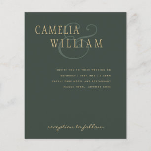 BUDGET Modern Wedding Moss Green Gold Invitation Flyer