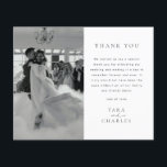 Budget Modern Wedding Photo Thank You Card<br><div class="desc">******* THIS IS NOT A STANDARD-SIZE THANK YOU CARD. NO ENVELOPES INCLUDED. FOR CARD STOCK, THICKER CARDS, CHECK OUT OUR COLLECTION FOR NORMAL THANK YOU CARDS AND OTHER MATCHING ITEMS. This flyer does not include envelopes, paper flyer version. Save money on thank you cards with this small invitation. ******* Minimalist...</div>
