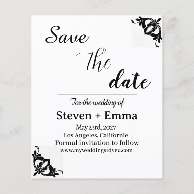 Budget modern Wedding Save the Date invitations Flyer (Front)
