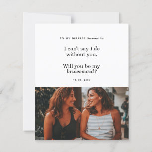 Budget Modern Will You Be My Bridesmaid Photo Card