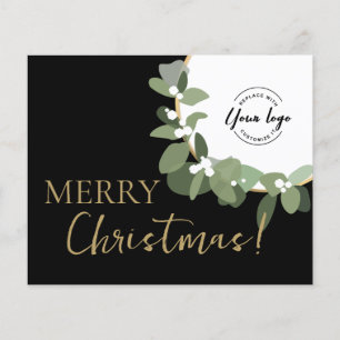 Budget Modern Wreath Custom Logo Merry Christmas