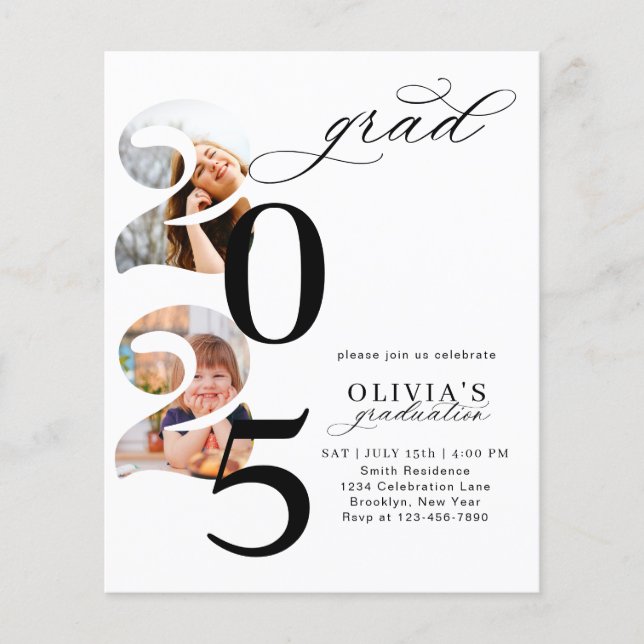 BUDGET Modern Year Photo Template Graduation Party (Front)