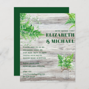 BUDGET Monochromatic Fern Greenery Wedding Invite