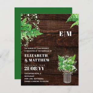 BUDGET Monochromatic Fern Greenery Wedding Invite