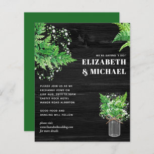 BUDGET Monochromatic Fern Greenery Wedding Invite