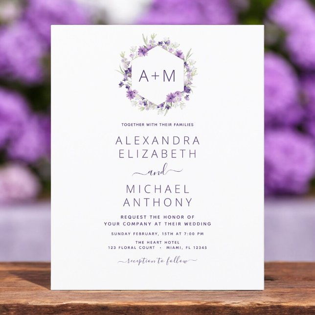 Budget Monogram Floral Dusty Purple Wedding (Creator Uploaded)