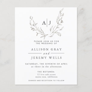 Budget Monogram Floral Wedding Invitation Flyer
