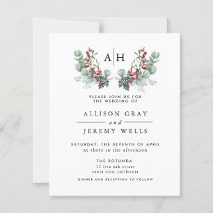Budget Monogram Floral Wedding Invitation Flyer