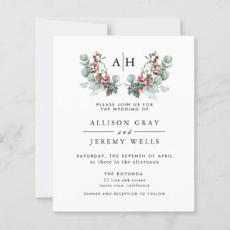 Budget Monogram Floral Wedding Invitation Flyer