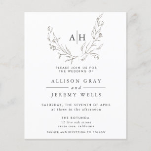 Budget Monogram Floral Wedding Invitation Flyer