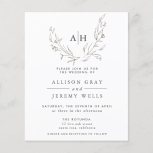 Budget Monogram Floral Wedding Invitation Flyer