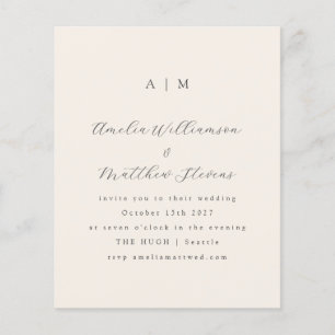 Budget Monogram Ivory Minimal Wedding Invitation