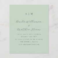 Budget Monogram Pistachio Mint Wedding Invitation