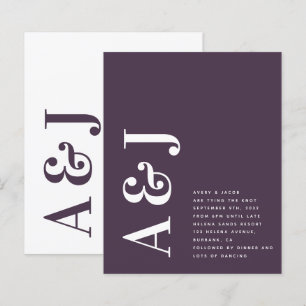 Budget Monogram QR Code Wedding Invitation