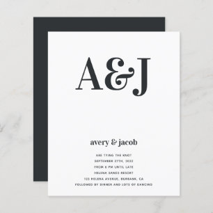 Budget Monogram QR Code Wedding Invitation