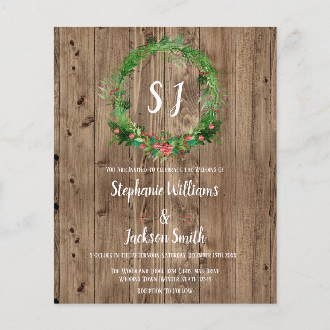Budget Monogramed Rustic Barn Wood Winter Wedding (Front)