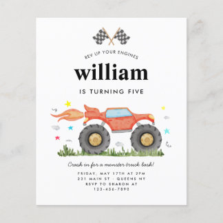 Budget Monster Truck Bash Race Flags Kids Birthday