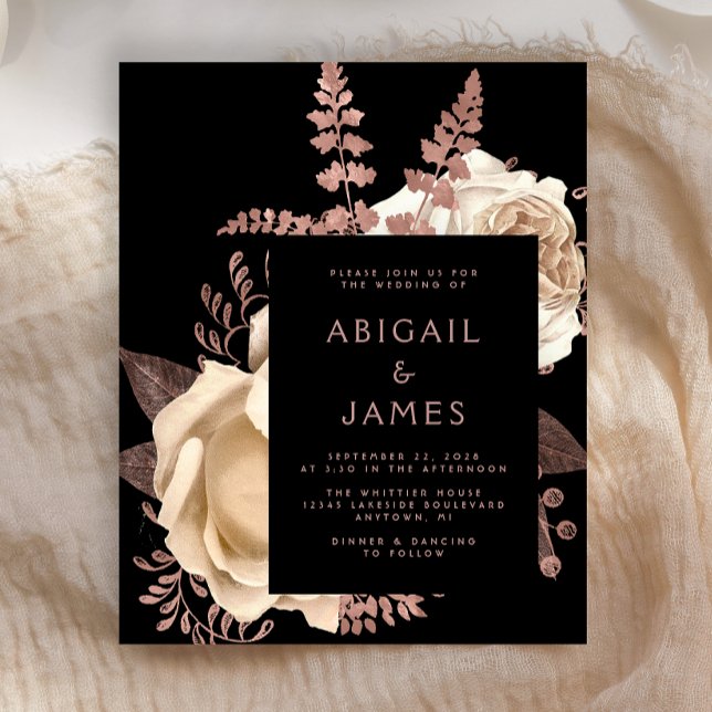 Budget Moody Dark Floral Ivory Rose Gold Wedding (Creator Uploaded)