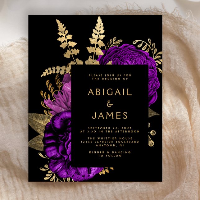Budget Moody Dark Floral Purple Gold Wedding (Creator Uploaded)