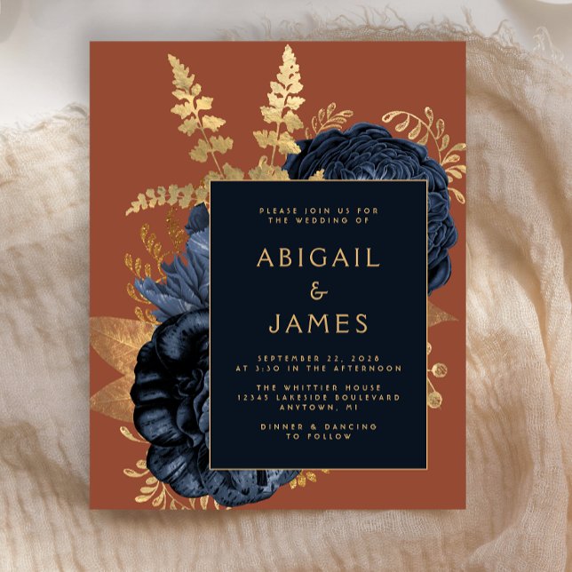 Budget Moody Floral Navy Blue Gold Rust Wedding (Creator Uploaded)