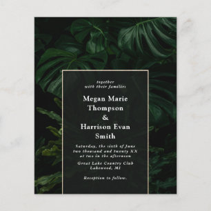 Budget Moody Tropical Monstera Wedding Invitation