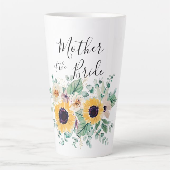 BUDGET Mother Bride Groom Custom Gifts SUNFLOWERS Latte Mug (Front)