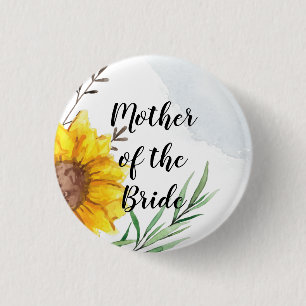 BUDGET Mother Bride Groom Wedding Gifts Sunflowers 3 Cm Round Badge