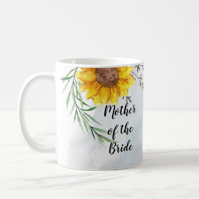 BUDGET Mother Bride Groom Wedding Gifts Sunflowers Coffee Mug (Left)
