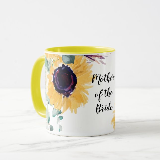 BUDGET Mother Bride Groom Wedding Gifts Sunflowers Mug (Front Left)