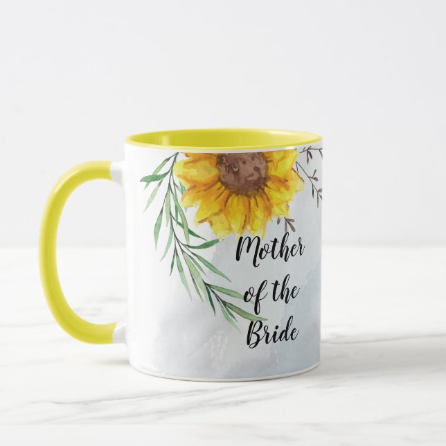 BUDGET Mother Bride Groom Wedding Gifts Sunflowers Mug (Left)