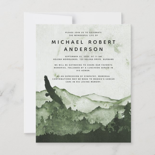 Budget Mountain Celebration of Life Invitation (Front)