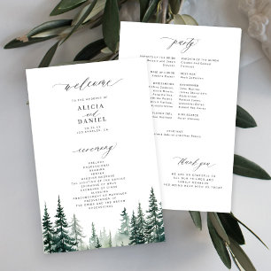 Budget mountain pine trees forest wedding program