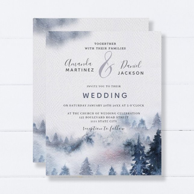 Budget Mountain Rustic purple Wedding Invitation (Creator Uploaded)