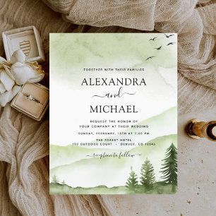 Budget Mountain Rustic Watercolor Greenery Wedding