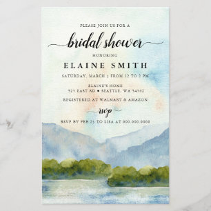 Budget Mountains Lake Bridal Shower Invitation