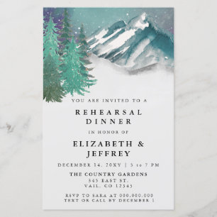Budget Mountains Pine Rehearsal Dinner Invitation