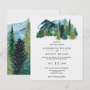 Budget Mountains Pine Winter Wedding Invitation