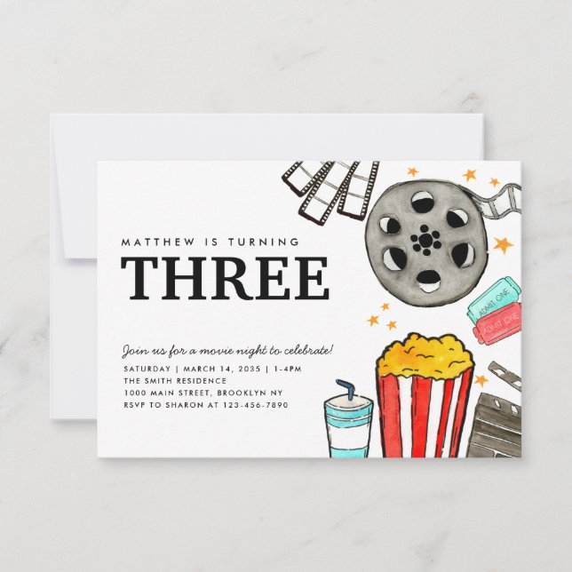 Budget Movie Night Cinema Watch Party Kid Birthday Card (Front)