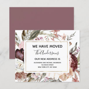 Budget Moving Announcement Boho Mauve Floral