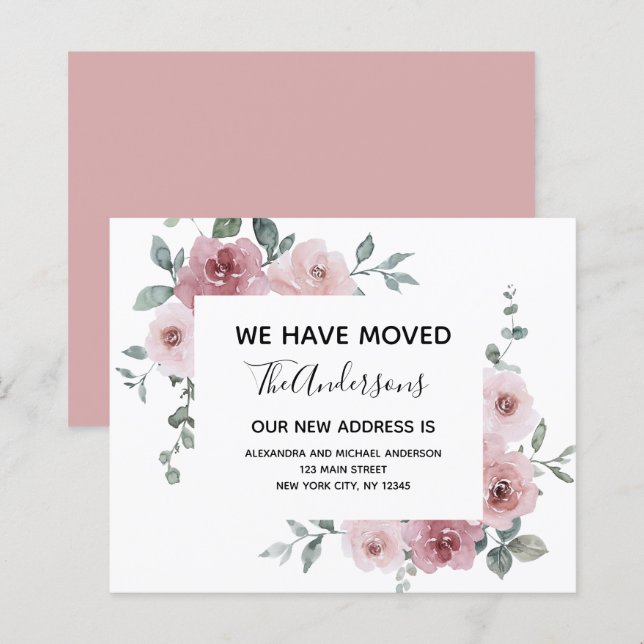 Budget Moving Announcement Dusty Pink Floral (Front/Back)