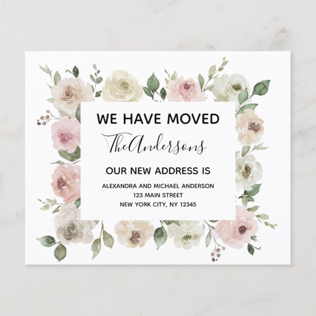 Budget Moving Announcement Dusty Pink Floral Flyer (Front)