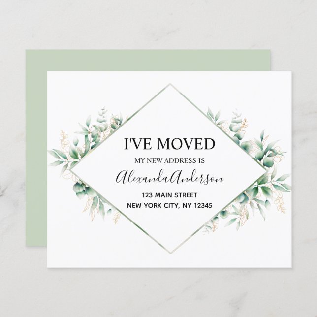 Budget Moving Announcement Eucalyptus Greenery (Front/Back)