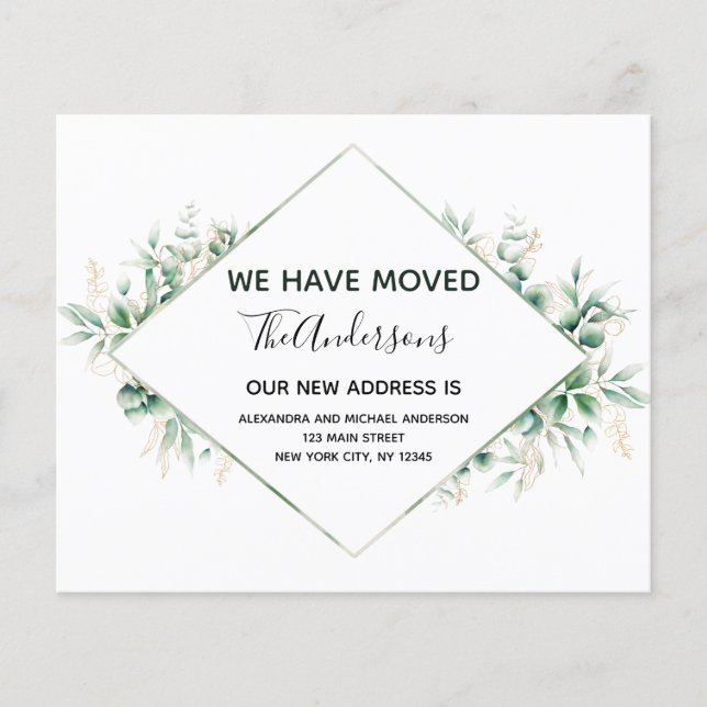 Budget Moving Announcement Eucalyptus Greenery Flyer (Front)