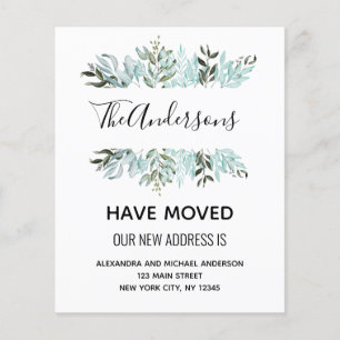 Budget Moving Announcement Eucalyptus Greenery Flyer