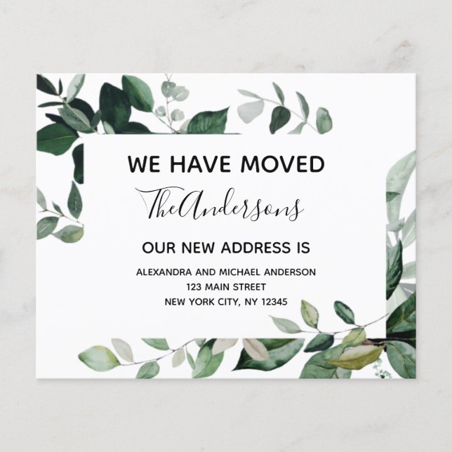 Budget Moving Announcement Eucalyptus Greenery Flyer (Front)