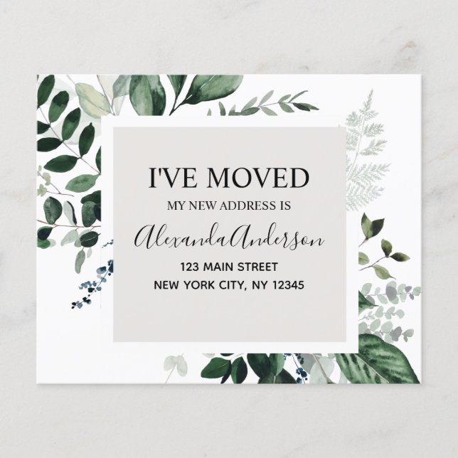 Budget Moving Announcement Eucalyptus Greenery Flyer (Front)